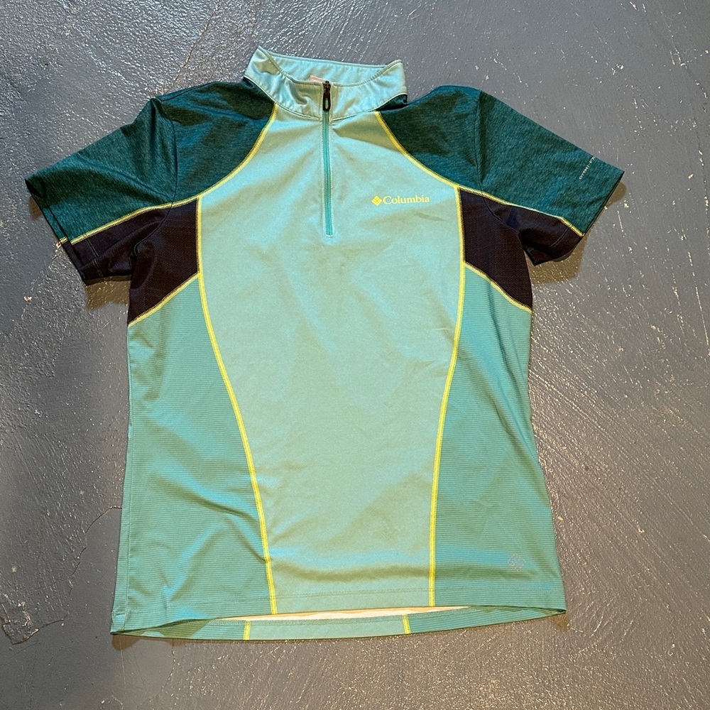 Columbia Teal and Yellow Performance Top